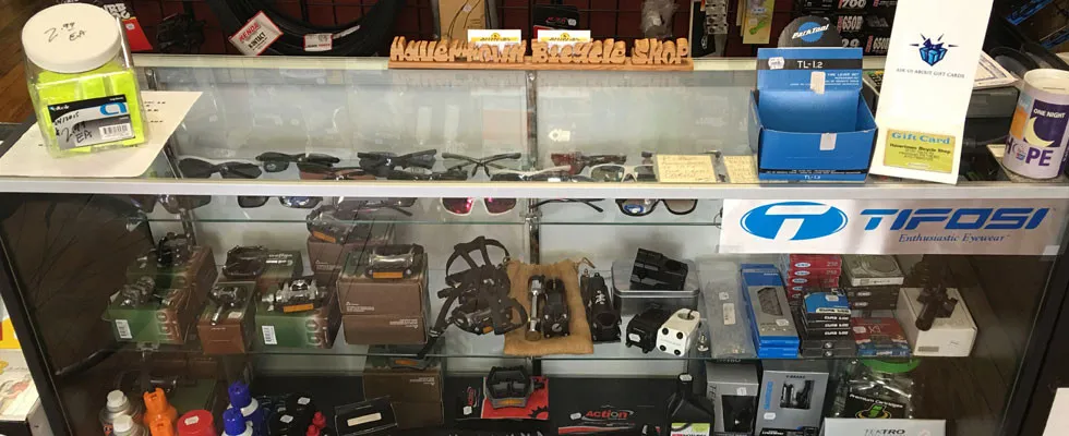 Havertown Bicycle Shop accessories display